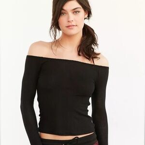 Urban outfitters off shoulder ribbed long sleeve top